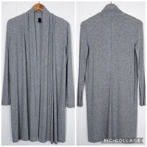 Adriano Goldschmied Open Cardigan Longline Rib Knit Soft Flowy Size Small Gray